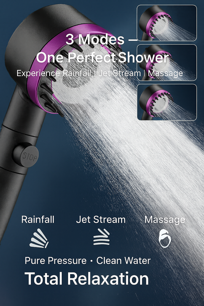 🚿 AquaGlow™ 4-Mode High-Pressure Shower Filter & Massage Head